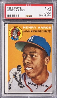 1954 Topps #128 Hank Aaron Rookie Card – PSA NM 7 (OC)